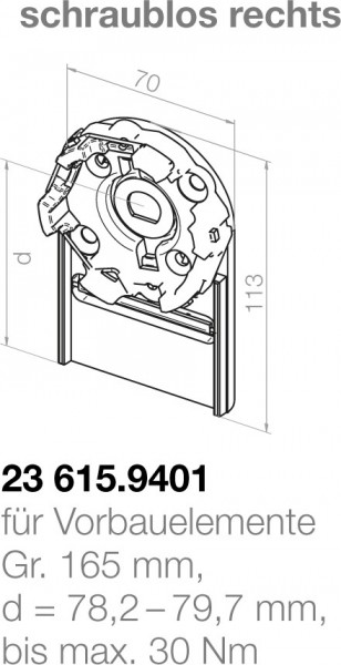 Elero Motorlager 23615.9401 Vorbauelement | 165mm | Rechts