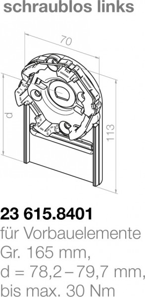 Elero Motorlager 23615.8401 Vorbauelement | 165mm | Links