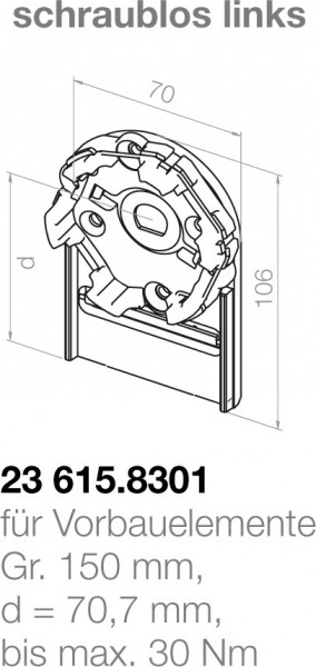 Elero Motorlager 23615.8301 Vorbauelement | 150 mm | Links