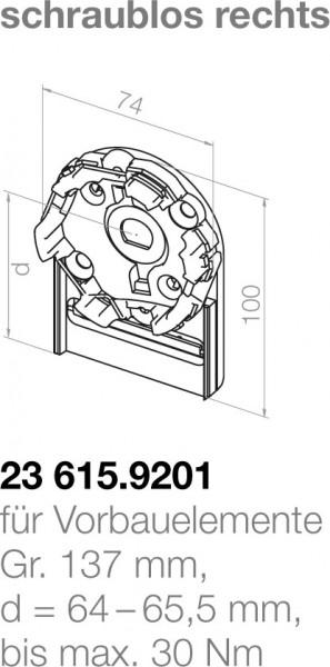 Elero Motorlager 23615.9201 Vorbauelement | 137mm | Rechts