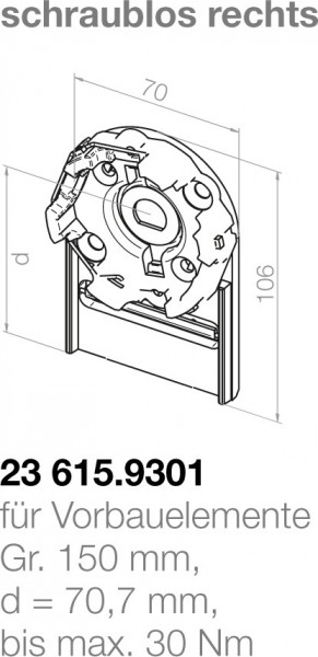 Elero Motorlager 23615.9301 Vorbauelement | 150mm | Rechts